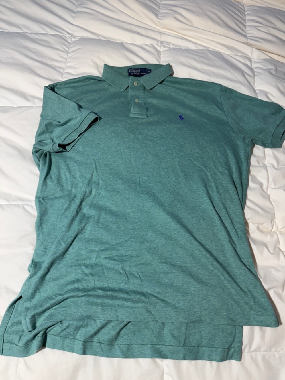 Ralph Lauren Heathered Teal Polo with Embroidered Pony